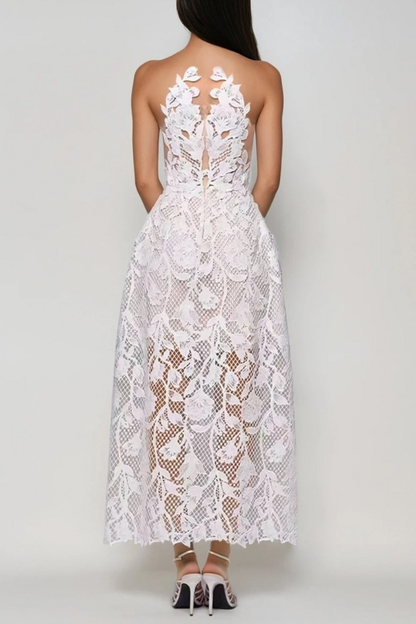 Lakiya Halter Lace Maxi Dress