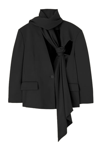 Lana Cutout  Asymmetric Blazer - Black