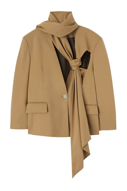 Lana Cutout  Asymmetric Blazer - Brown