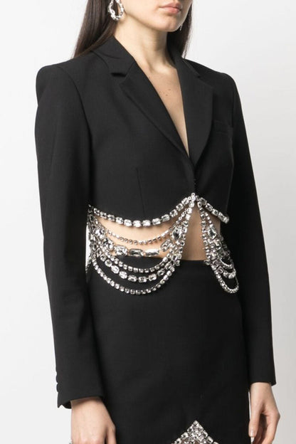 Laurel Rhinestone Cropped Blazer