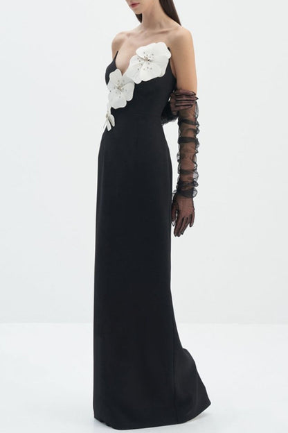 Lilith Floral Strapless Maxi Bandage Dress