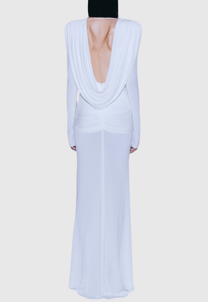Linus V-neck Draped Backless Maxi Dress