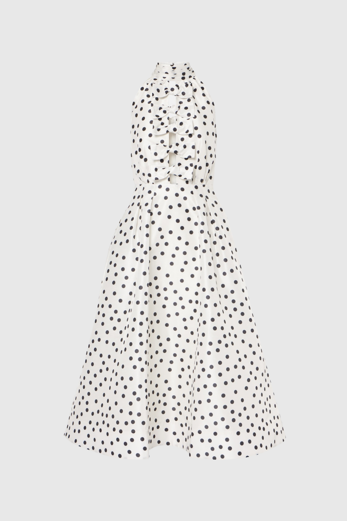 Londa Halter Polka Dot Bow Cutout Midi Dress