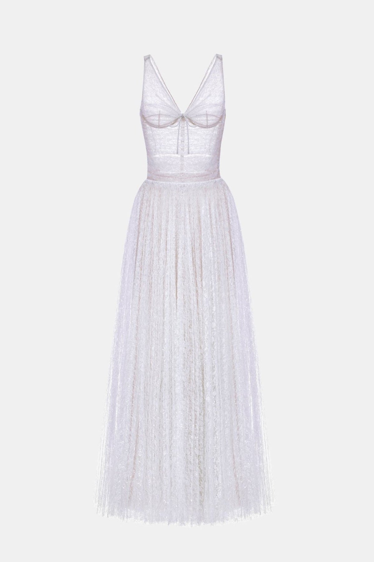 Lorya Mesh Pleated Maxi Dress - Purple