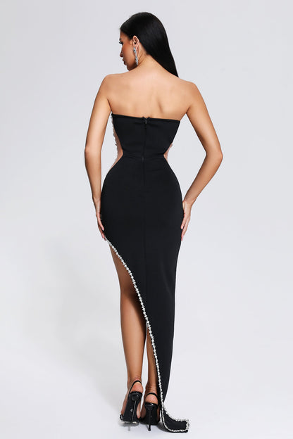 Madelia Strapless Diamante Maxi Bandage Dress