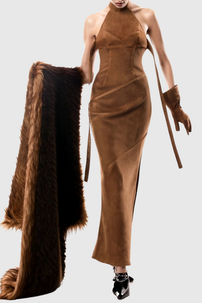 Maibe Halter Split Maxi Dress