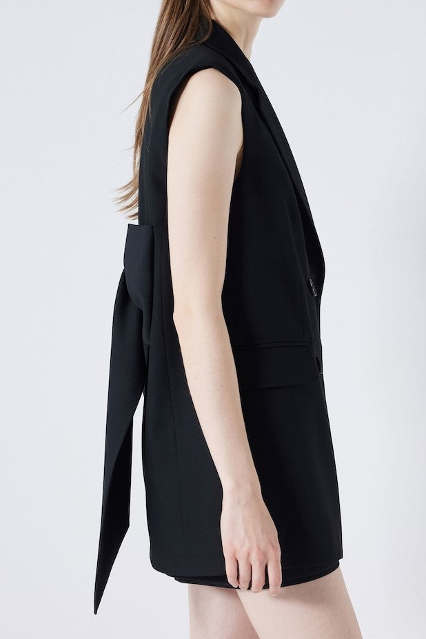 Matida Bow Backless Suit Vest Dress
