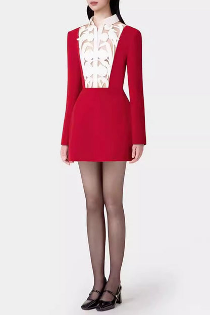 Mayena Floral Cutout Mini Dress - Red