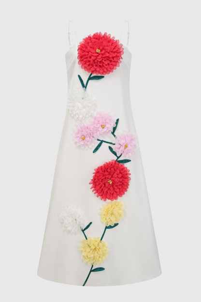Mesa Strapless Floral Embroidered Maxi Dress - White