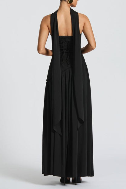Miloni Strapless Split Maxi Dress - Black