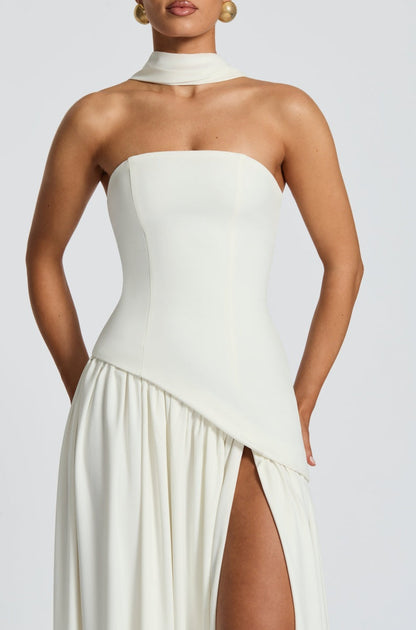 Miloni Strapless Split Maxi Dress - White
