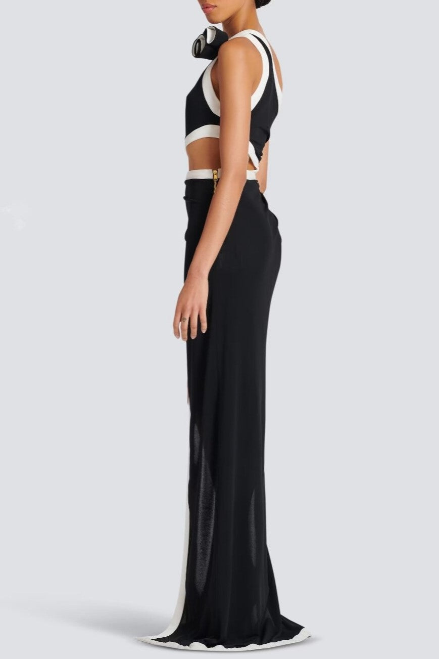 Mina Rose Asymmetric Maxi Bandage Dress
