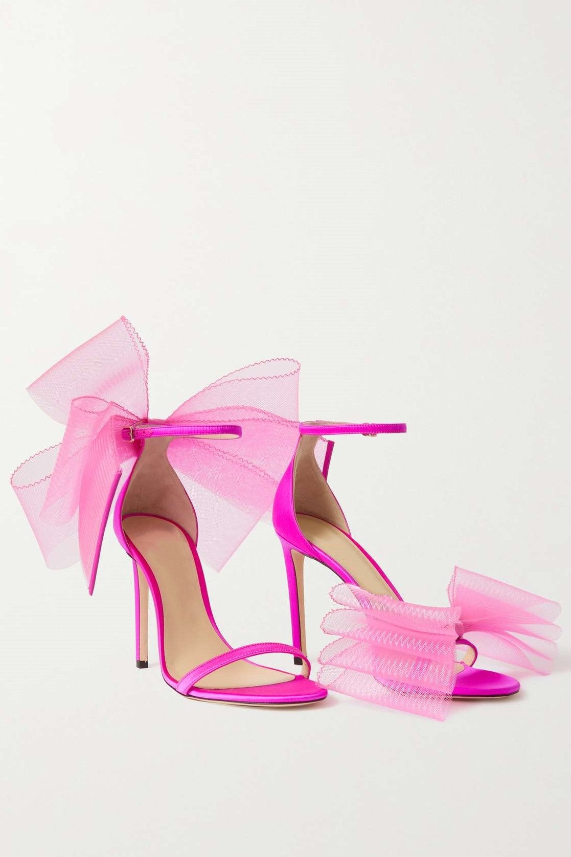 Miranda Bow-embellished Satin Sandals - Pink