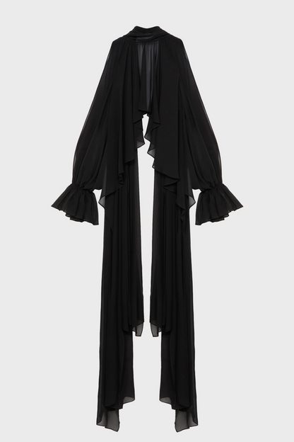 Mistee Asymmetric Slit-sleeve Blouse - Black