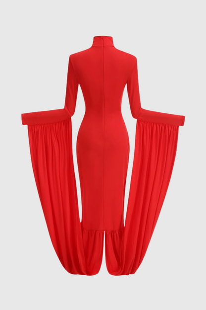 Mokga Draped Long Sleeve Midi Dress