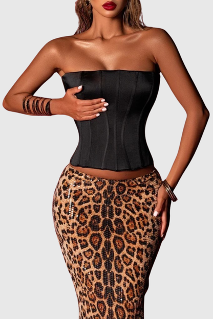 Musa Corset & Leopard Sequin Maxi Skirt