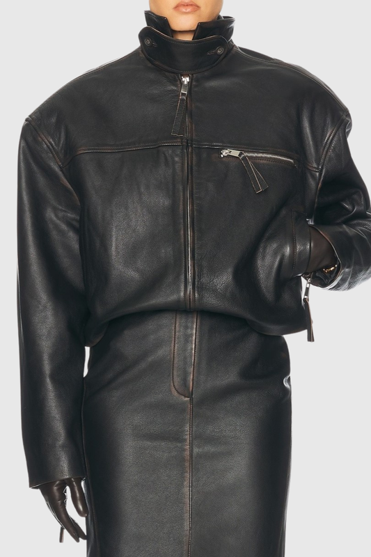 Najaya Distressed Leather Jacket