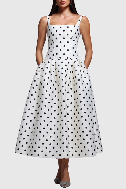 Nataliya Polka Dot Corset Maxi Dress