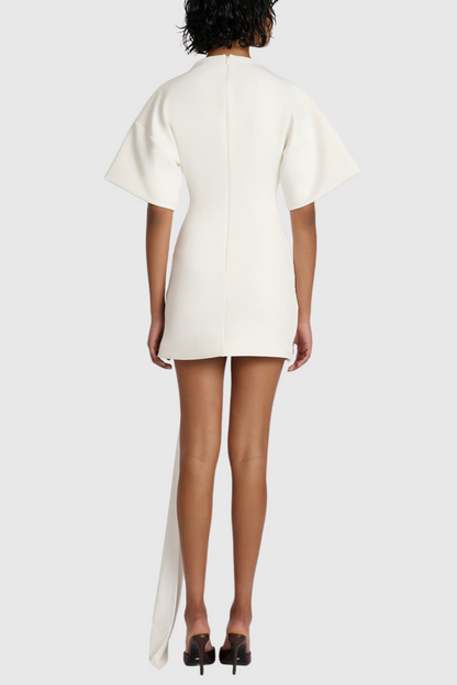 Natalja Draped Embellished Mini Dress - White