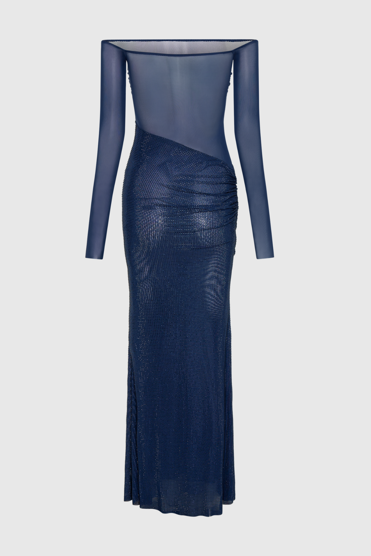 Natane Off Shoulder Crystal Embeliished Maxi Dress - Blue