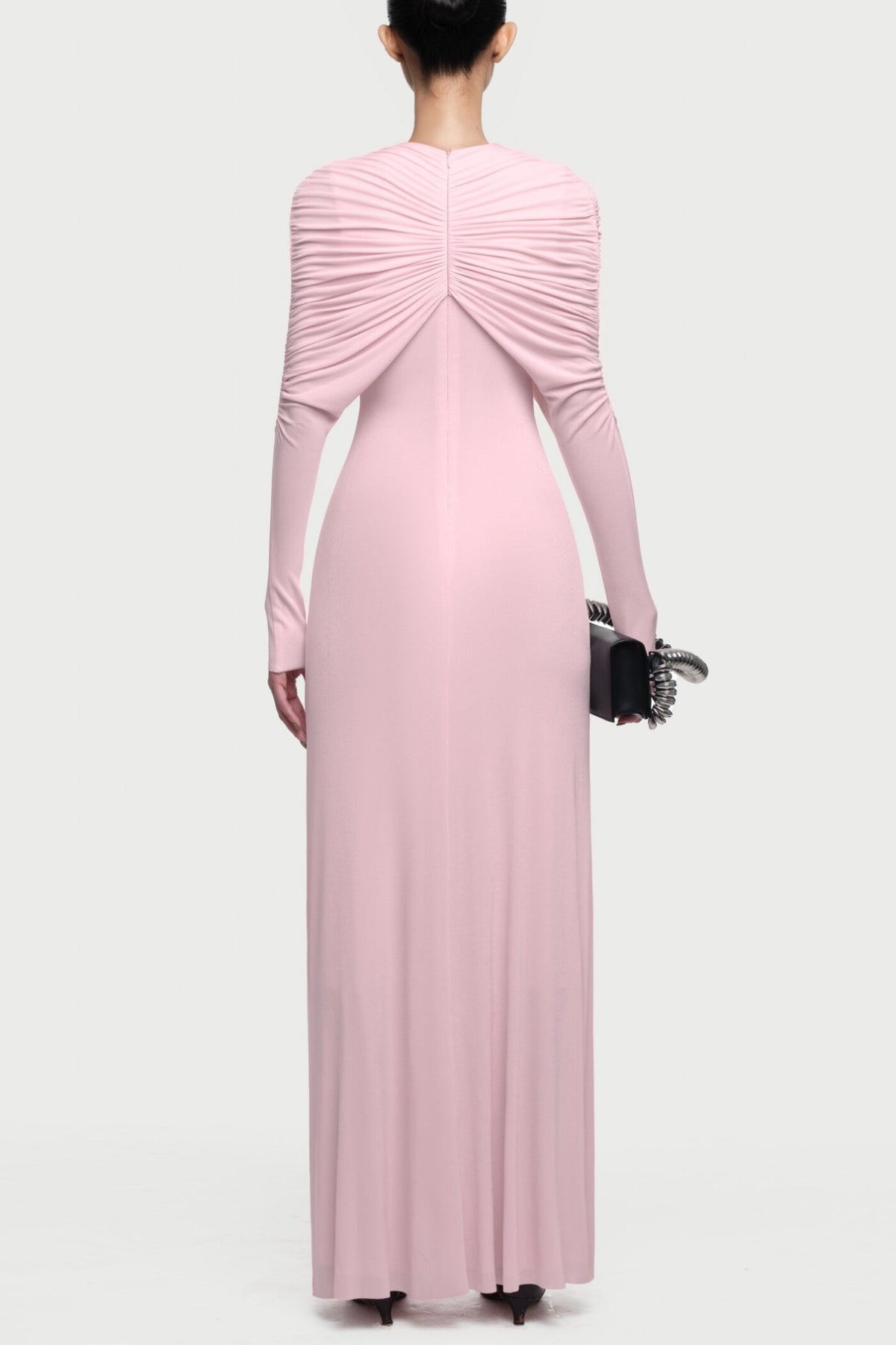 Natosha Ruched Knot Cape Maxi Dress - Pink