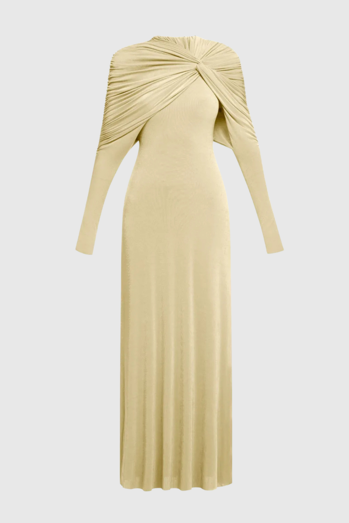 Natosha Ruched Knot Cape Maxi Dress - Yellow