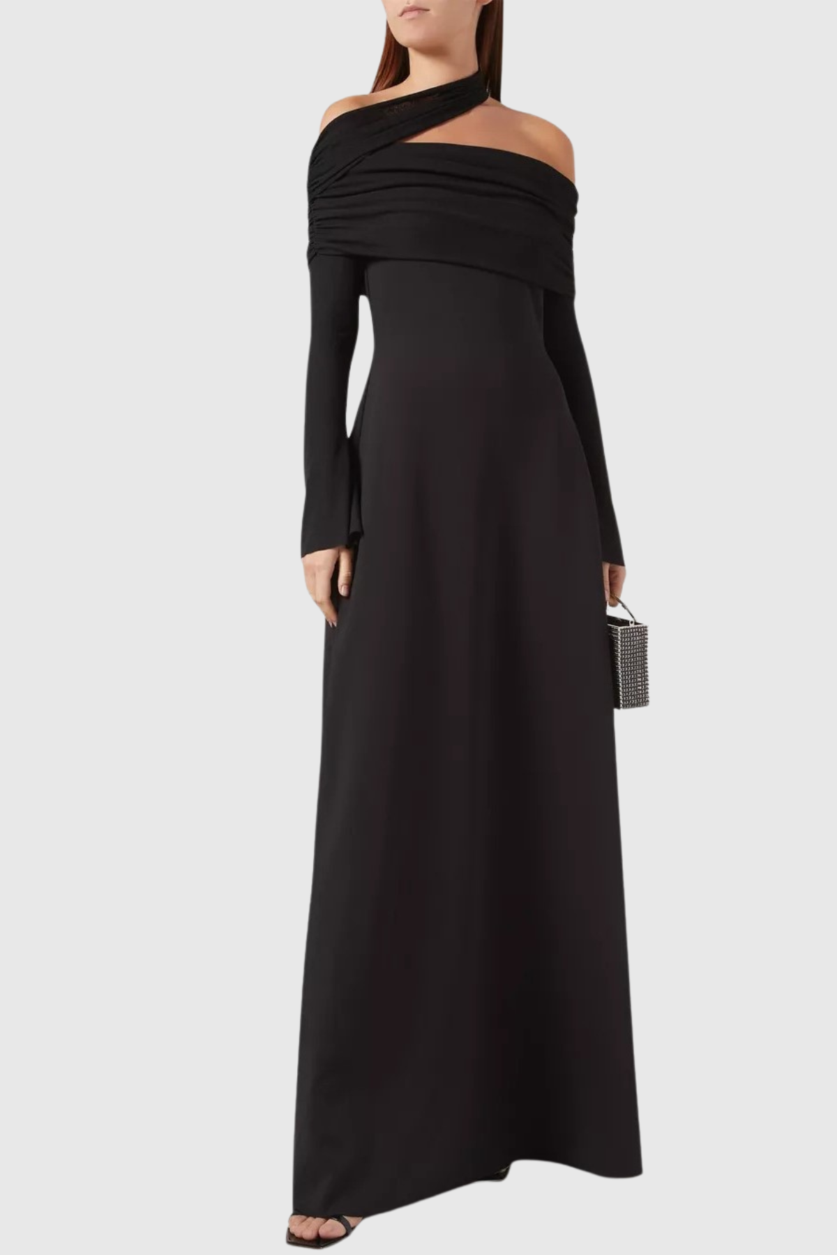 Nialla Shawl Maxi Dress - Black