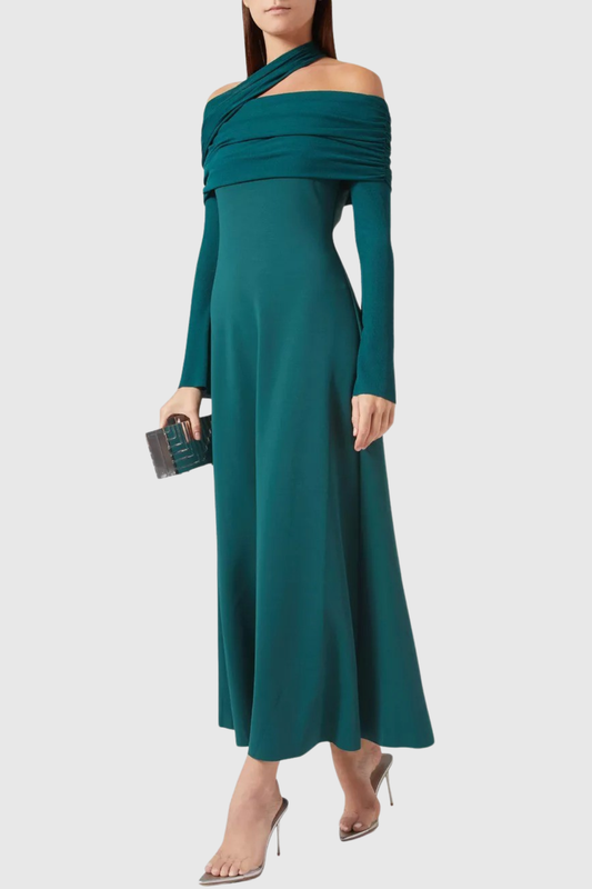 Nialla Shawl Maxi Dress - Green