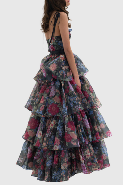 Nicola Floral Cutout Ruffle Skirt Two Piece Set
