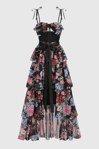 Nicola Floral Cutout Ruffle Skirt Two Piece Set