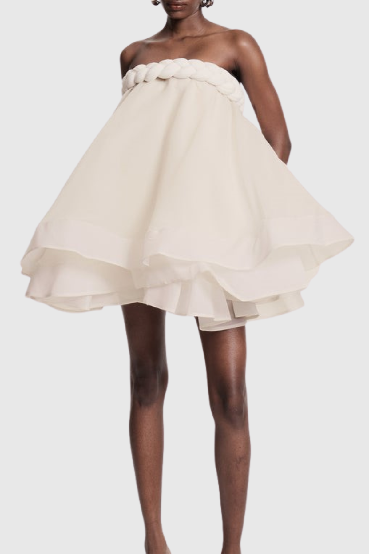Ninna Braid Strapless Layered Mini Dress - Apricot