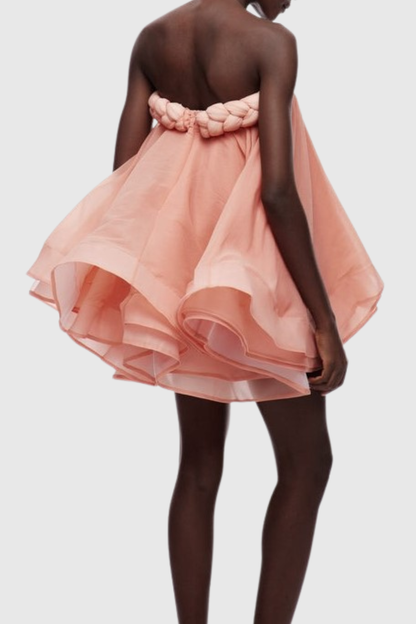 Ninna Braid Strapless Layered Mini Dress - Pink