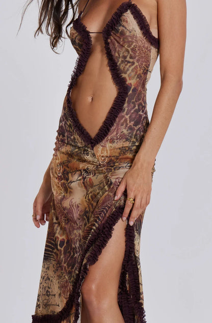 Norah Printed Maxi Dress - Leopard