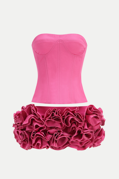 Nuala Floral Lace Up Two Piece Set - Pink