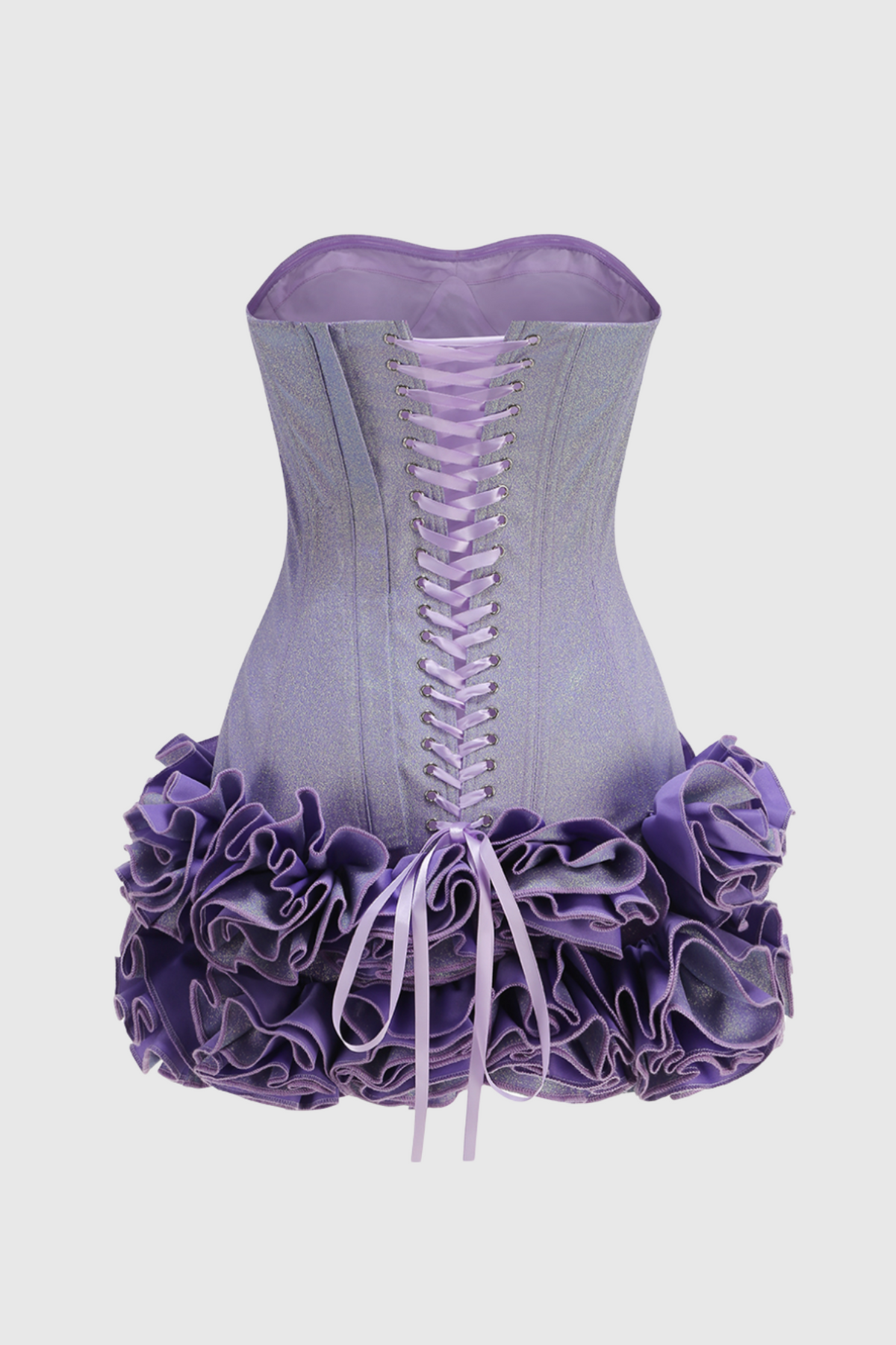 Nuala Glitter Strapless Floral Mini Dress - Purple