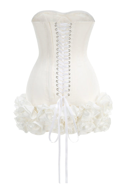 Nuala Strapless Floral Mini Dress - White