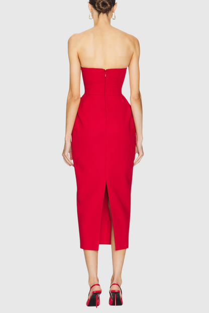 Obozh Bow Strapless Maxi Dress - Red