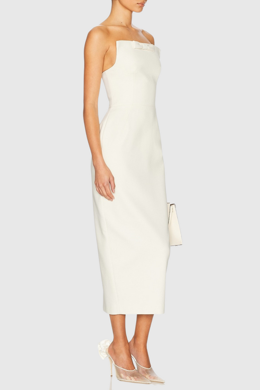 Obozh Bow Strapless Maxi Dress - White