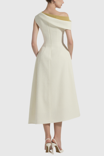 Odete Off Shoulder Ruched Midi Dress