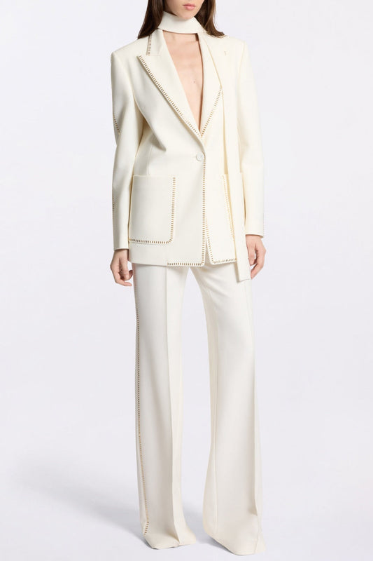Ophelia Scarf-Detailed Blazer Set - White
