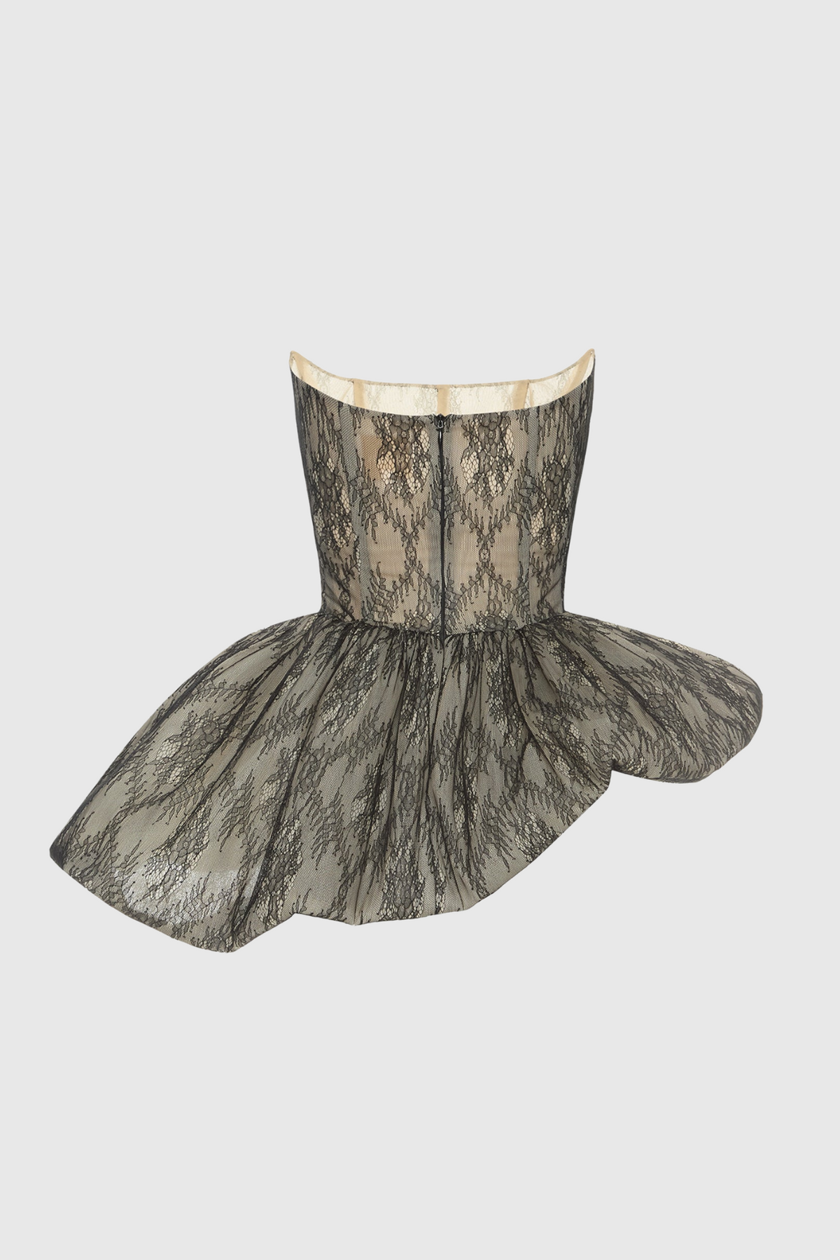 Orentha Lace Strapless Puff Mini Dress