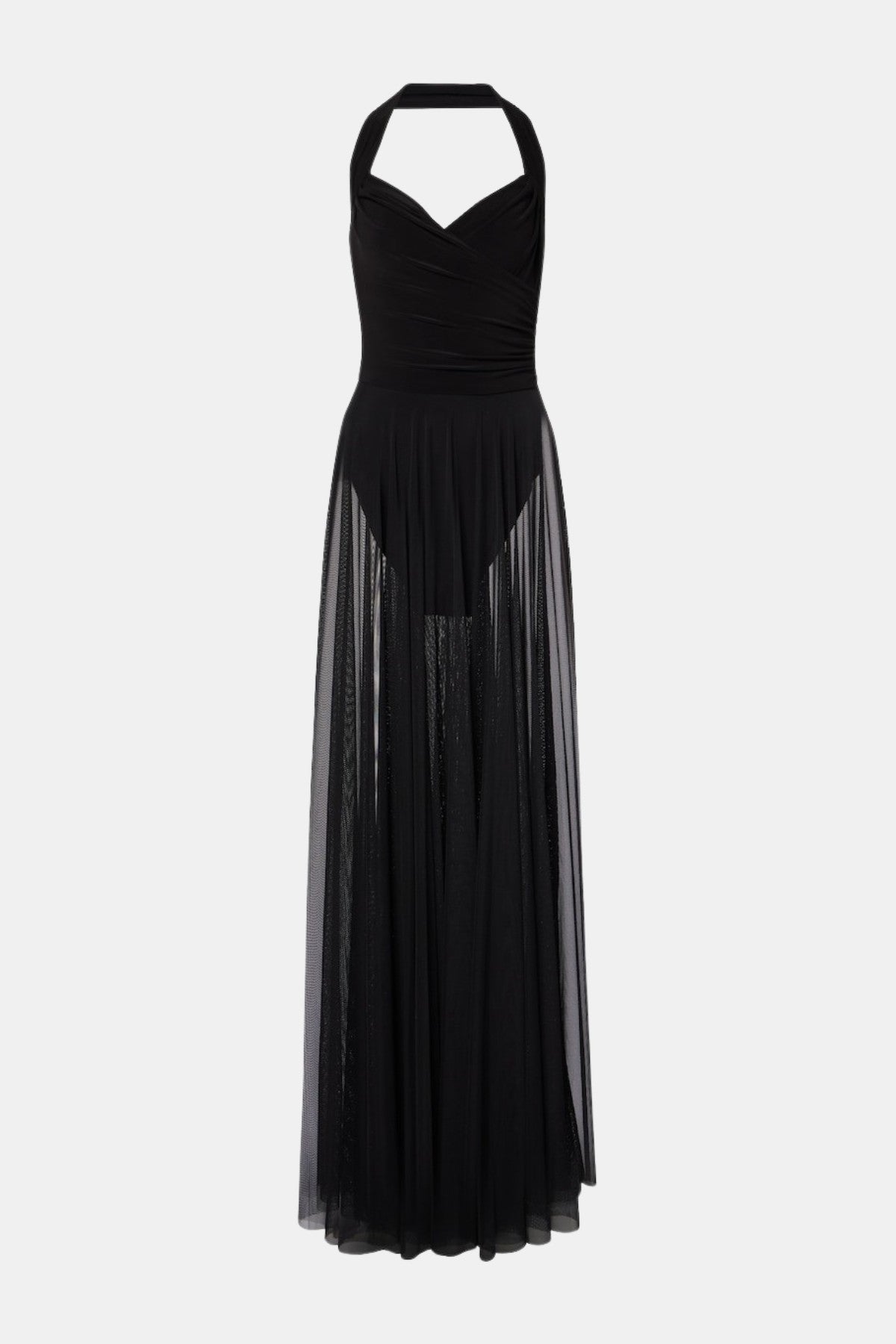 Ornan Halter Mesh Maxi Dress