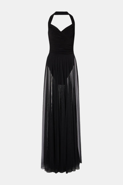Ornan Halter Mesh Maxi Dress