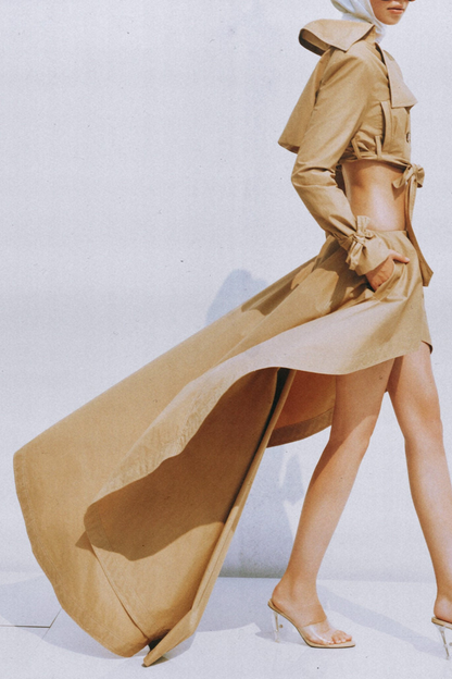 Osorio Off Shoulder Double-Breasted Trench Coat