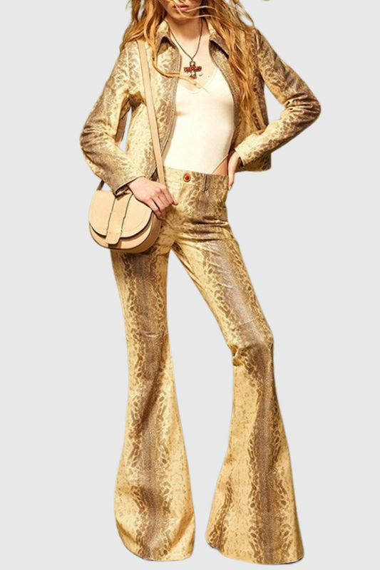 Panka Leather Snake Print Jacket