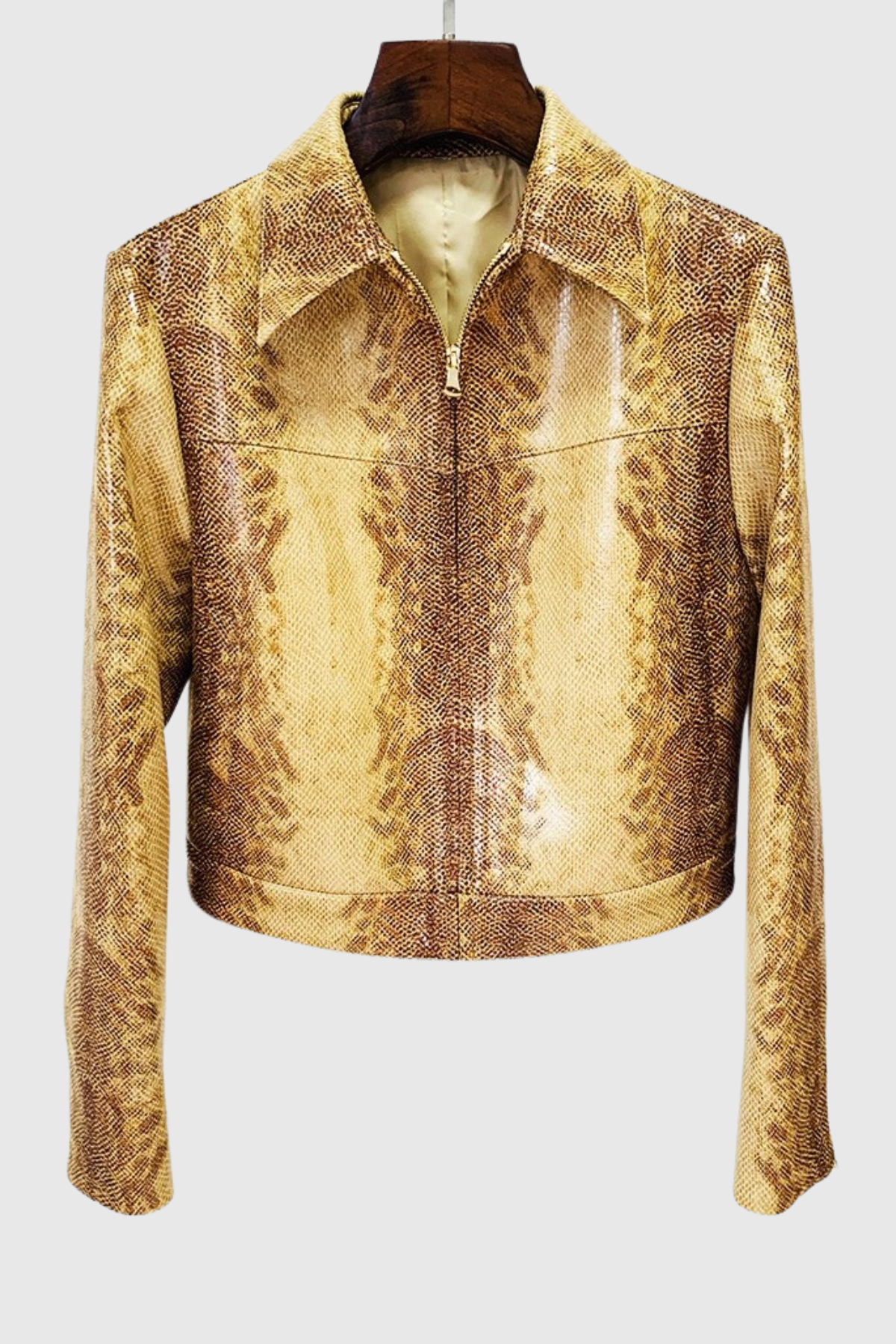 Panka Leather Snake Print Jacket