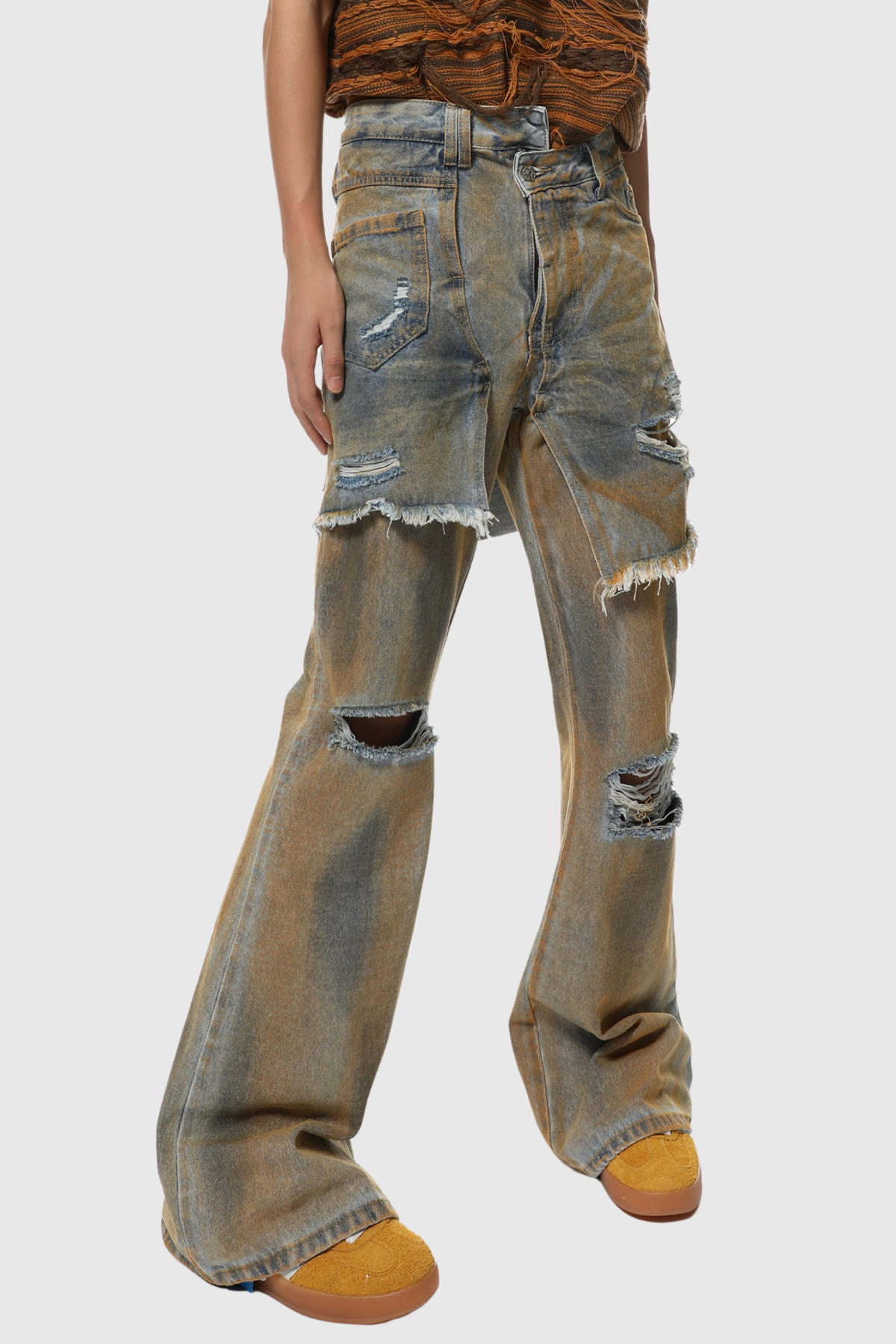 Parlene Asymmetric Distressed Jeans