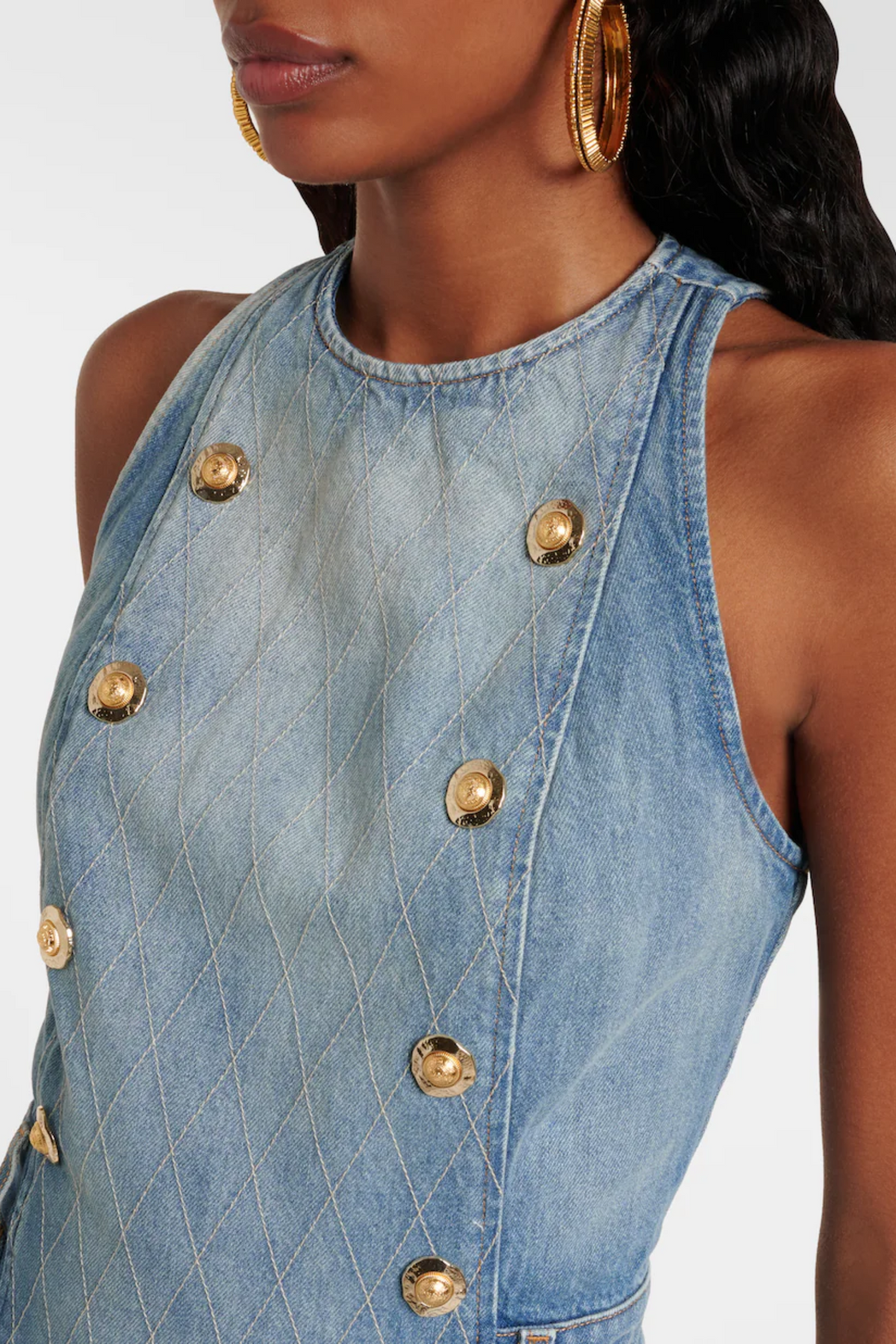 Penaza Denim Sleeveless Flared Mini Dress