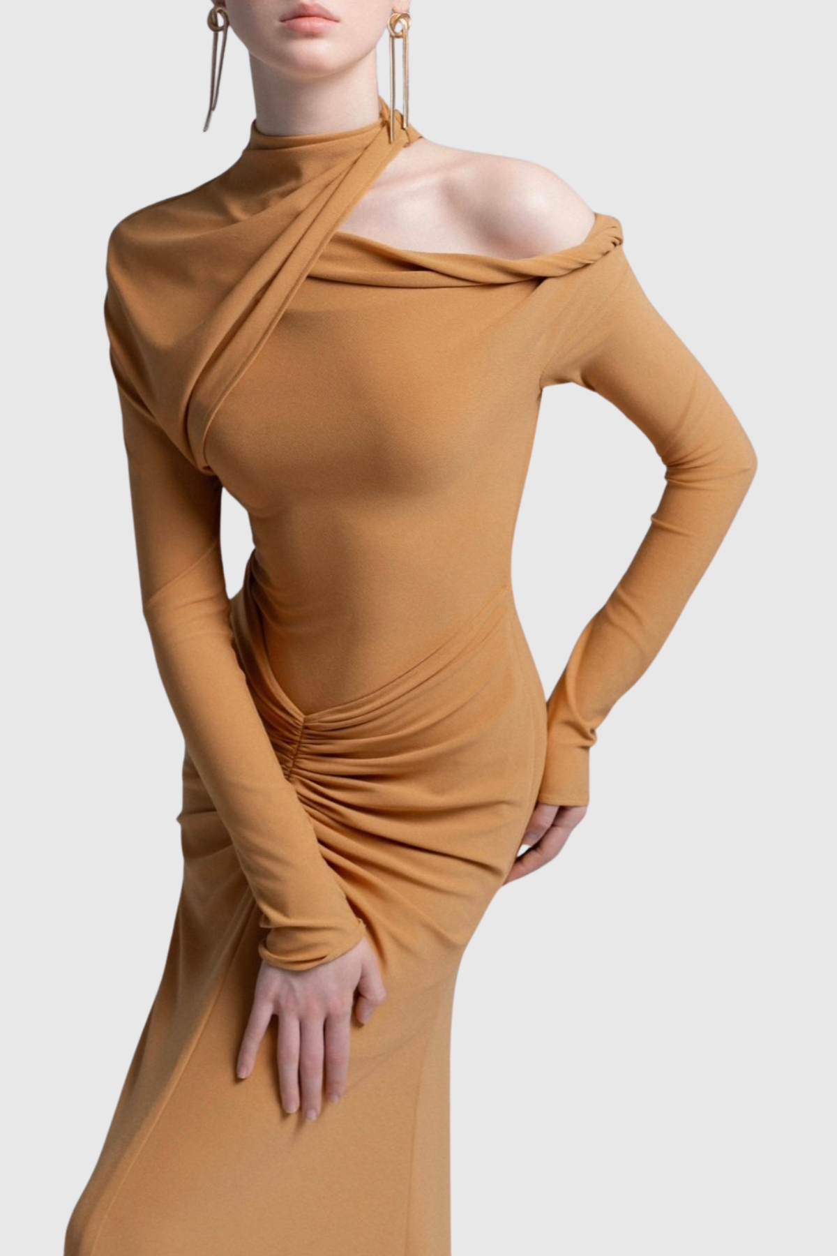 Pieda Cutout Ruched Maxi Dress - Orange