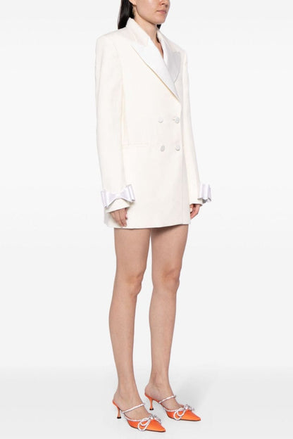Pipa Crystal Bow-detail Blazer Dress - White